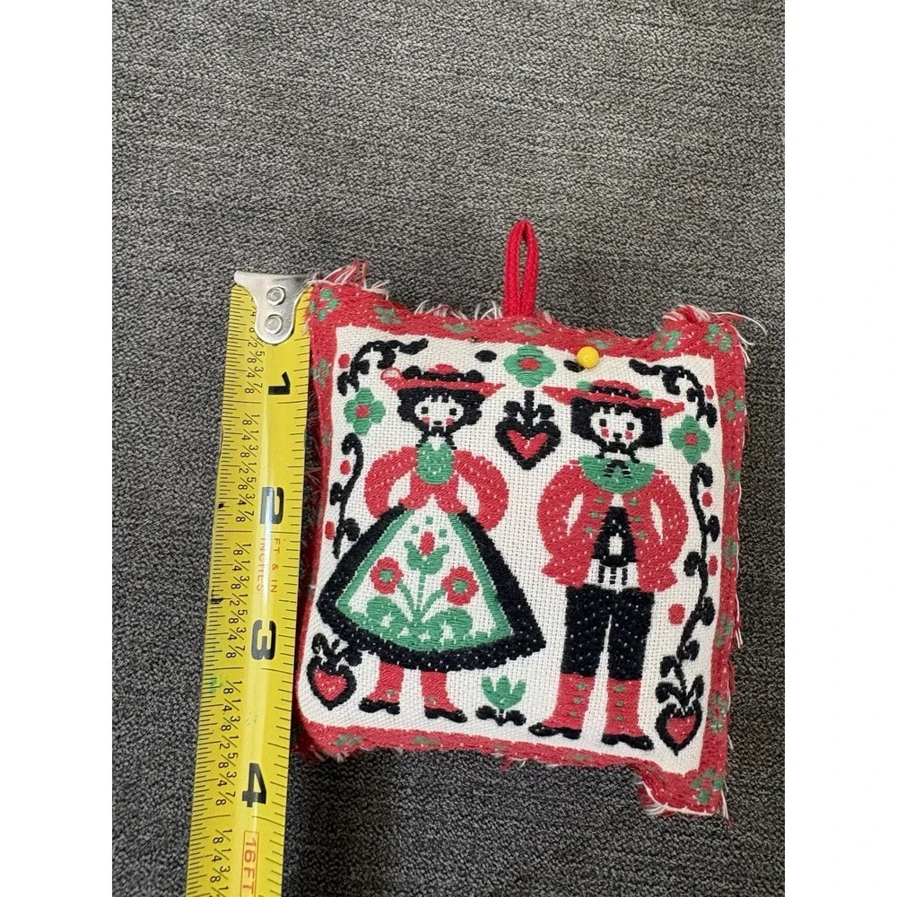 Vintage Austrian Tapestry Pin Cushion Folk Art Style